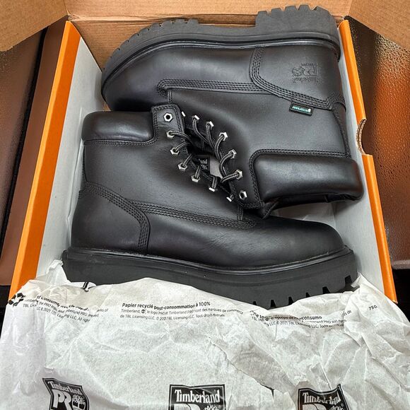 Timberland PRO Black 6in” Waterproof, Insulated, Steel Toe, EH, Work boot Sz 9 - Picture 3 of 12